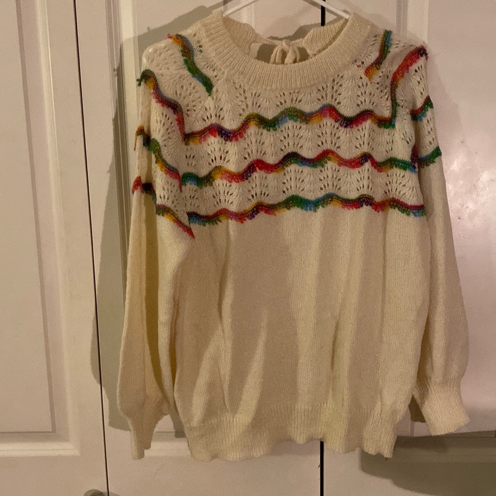 NWOT cream and rainbow sweater. L/XL